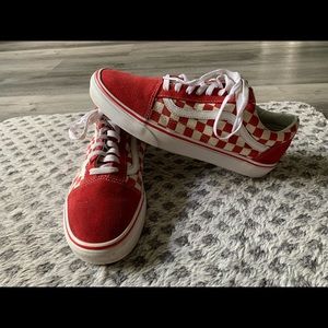 Vans men’s primary check old soooo racing red/ white .